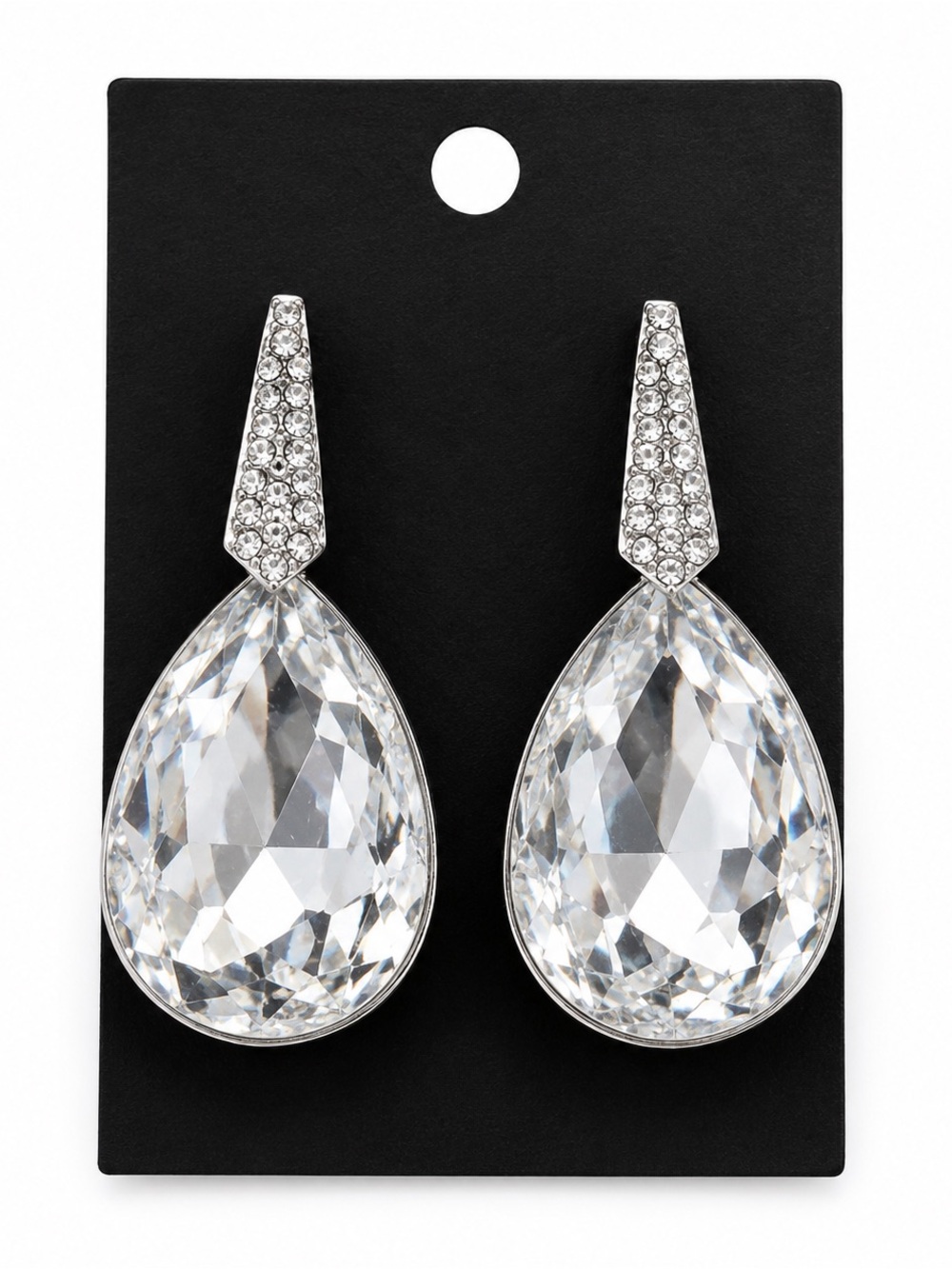 Boutique Style Crystal Teardrop Rhinestone Statement Earrings